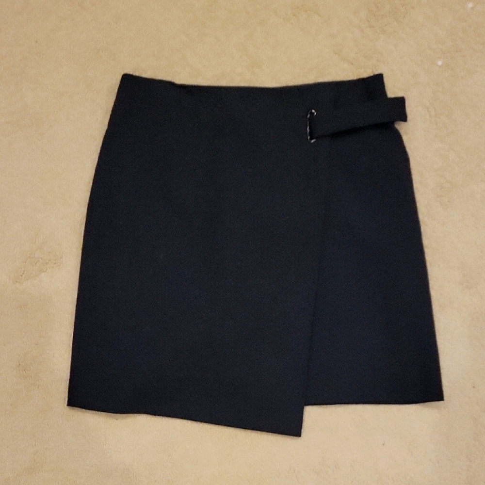 MARCS A-line Navy Knee Lenght Wrap Skirt